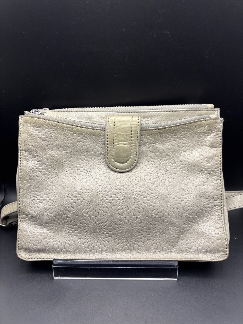 HOBO Cream Textured Leather Crossbody Bag